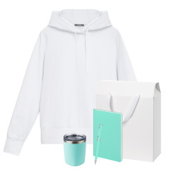 Набор с одеждой ALEX (худи, термокружка, ежедневник, ручка), мятный/аква