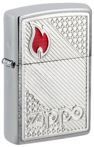 Зажигалка ZIPPO Classic с покрытием Brushed Chrome, латунь/сталь, серебристая, 38x13x57 мм