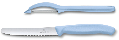 Набор из 2 ножей VICTORINOX Swiss Classic: нож для овощей и столовый нож 11 см, голубая рукоять