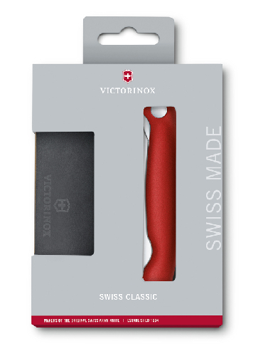 Набор VICTORINOX Swiss Classic: складной нож для овощей и разделочная доска, красная рукоять