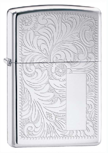 Зажигалка ZIPPO Venetian® с покрытием High Polish Chrome, латунь/сталь, серебристая, 38x13x57 мм