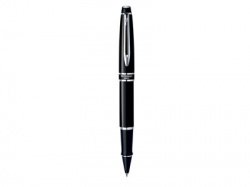 Ручка роллер Waterman модель Expert в коробке, черная с серебр.