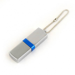 USB-Flash накопитель (флешка) "GLOSS" на цепочке, с металлическим корпусом и цветной полосой по середине, 32 Gb