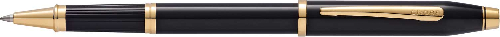 Ручка-роллер Cross Century II Black lacquer, черный лак с позолотой 23К