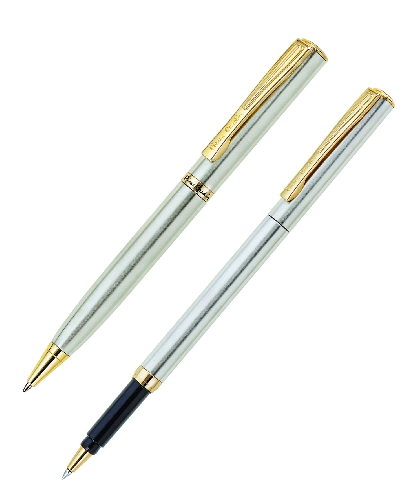 Набор Pierre Cardin PEN&PEN: ручка шариковая + роллер. Цвет - стальной. Упаковка Е или E-1