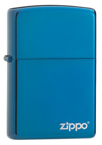 Зажигалка ZIPPO Classic с покрытием Sapphire™, с лого, латунь/сталь, синяя, глянцевая, 38x13x57 мм
