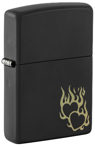 Зажигалка ZIPPO Fire Heart с покрытием Black Matte, латунь/сталь, черная, матовая, 38x13x57 мм