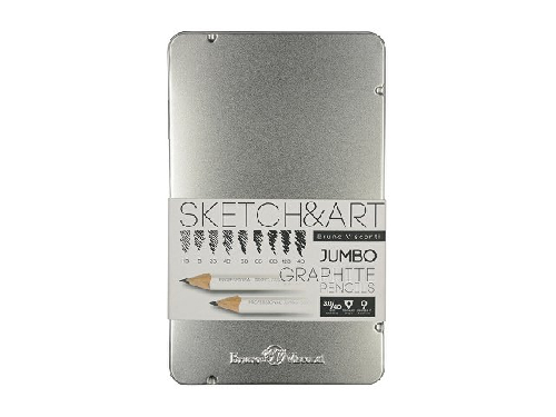 Набор из 9 утолщенных чернографитовых карандашей Sketch & Art HB - 14B