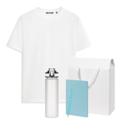 Набор с одеждой KRIS (футболка, бутылка, блокнот, ручка), голубой