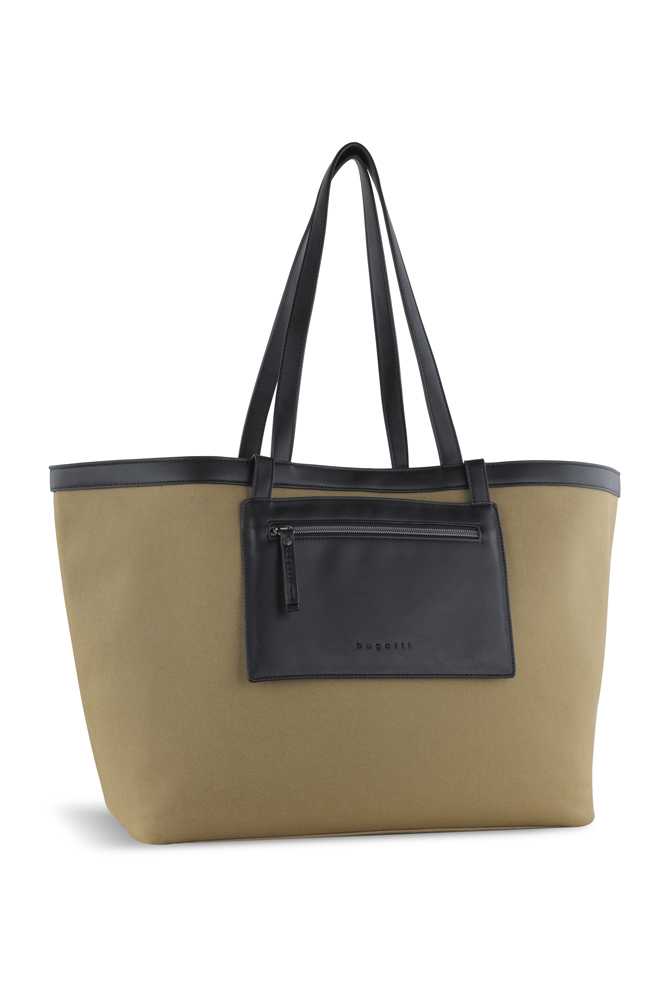 Сумка-тоут женская большая BUGATTI Elena, песочная, канвас, полиуретан, 58 x 22 x 31,5 см
