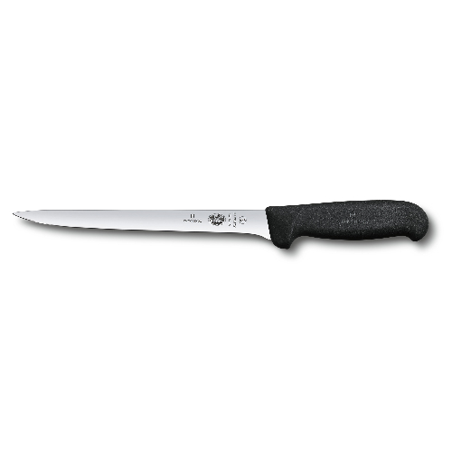 Нож филейный VICTORINOX Fibrox с гибким изогнутым лезвием 20 см, чёрный