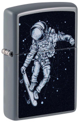 Зажигалка ZIPPO Skateboarding Astronaut с покрытием Flat Grey, латунь/сталь, серая, 38x13x57 мм