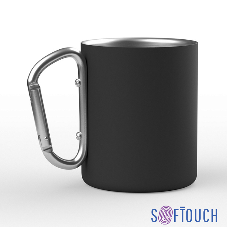 Кружка с карабином "Юта", покрытие soft touch, 0,3 л.