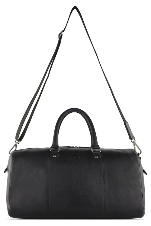 Сумка дорожная KLONDIKE GOLD «Bill», натуральная кожа в черном цвете, 47 х 24 х 23 см