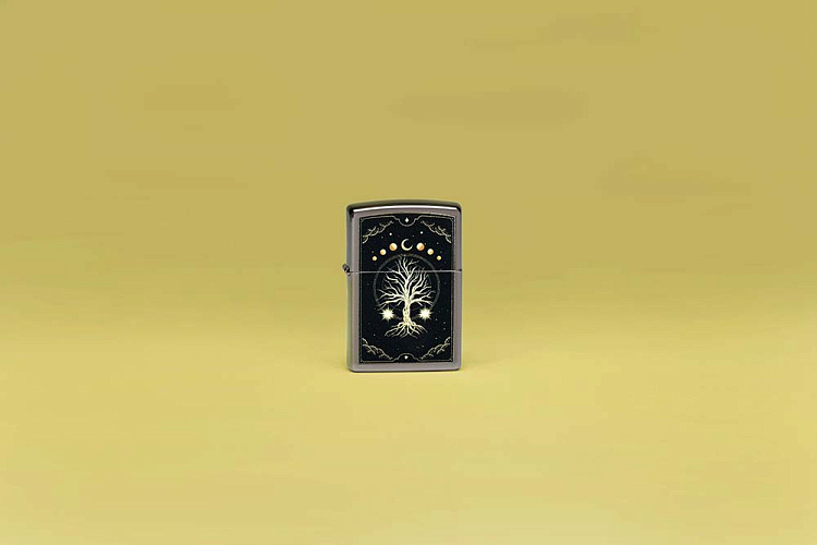 Зажигалка ZIPPO Mystic Nature Design с покрытием Black Ice®, латунь/сталь, черная, 38x13x57 мм