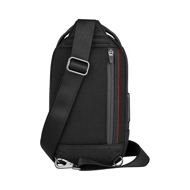 Рюкзак на одно плечо VICTORINOX Architecture Urban2 Sling Bag, черный, полиэстер/кожа, 17x8x28 см, 4 л
