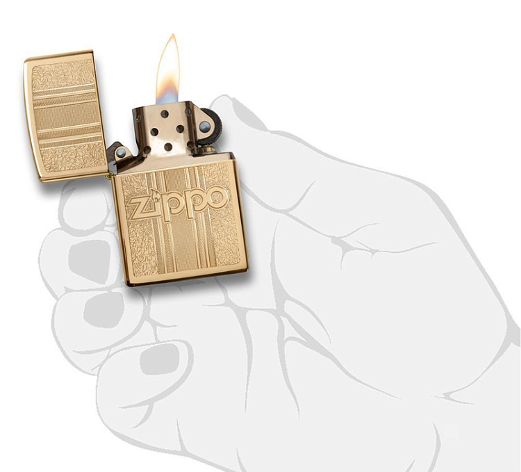 Зажигалка ZIPPO Pattern Design с покрытием High Polish Brass, латунь/сталь, золотистая, 38x13x57 мм