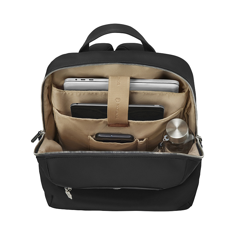 Рюкзак VICTORINOX Victoria Signature Compact Backpack, черный, нейлон/кожа, 30x16x38 см