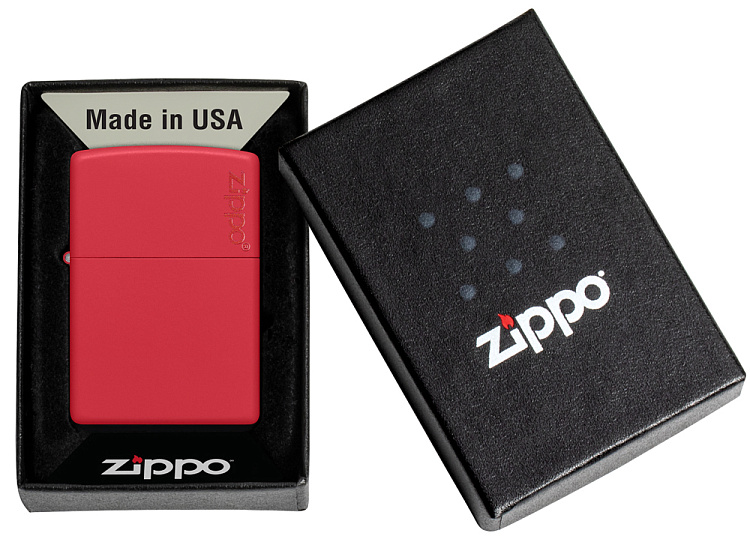 Зажигалка ZIPPO Classic с покрытием Red Matte, латунь/сталь, красная, матовая, 38x13x57 мм