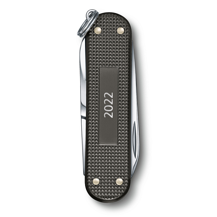 Нож-брелок VICTORINOX Classic Alox LE 2022, 58 мм, 5 функций, алюминиевая рукоять, серый