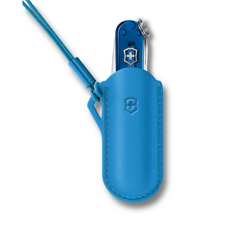Чехол VICTORINOX "Summer Rain" для ножей Classic Colors 58 мм, кожаный, голубой