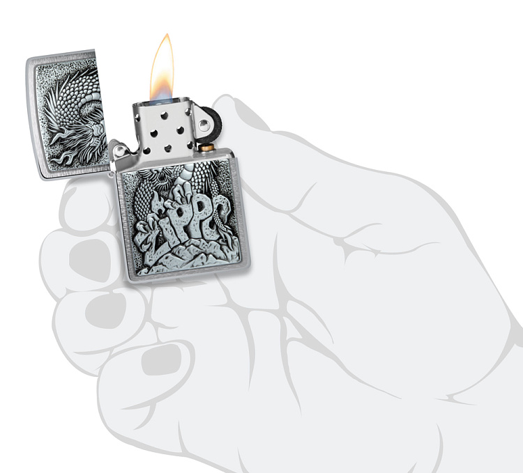 Зажигалка ZIPPO Classic с покрытием Brushed Chrome, латунь/сталь, серебристая, 38x13x57 мм