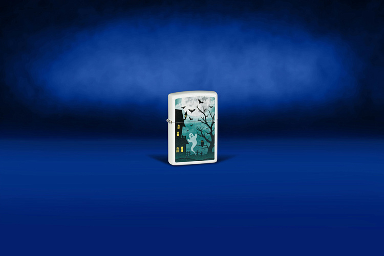 Зажигалка ZIPPO Spooky Design с покрытием Glow In The Dark Green, латунь/сталь, белая, 38x13x57 мм