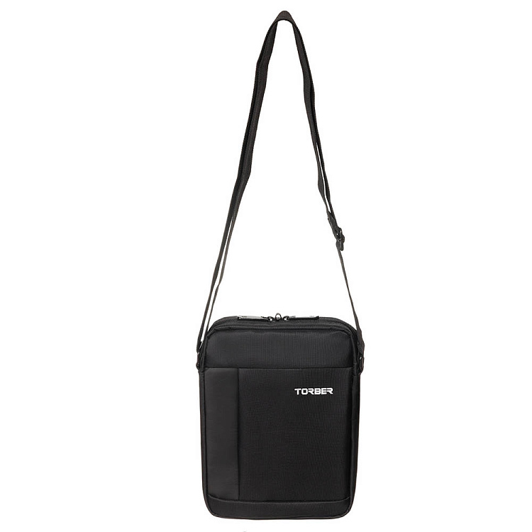 Сумка кросс-боди TORBER, черный, нейлон, 21.5х17х6 см