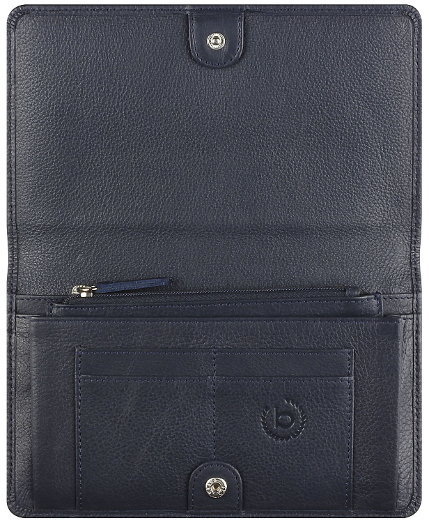 Кошелёк женский BUGATTI Lady Top, тёмно-синий, натуральная воловья кожа, 19,5х2х11,2 см