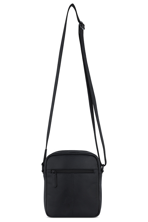 Сумка наплечная мужская BUGATTI Clark, чёрная, воловья кожа/полиэстер, 18х5,5х20 см, 2 л