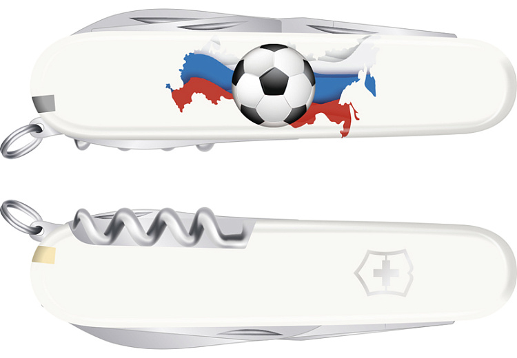 Нож перочинный VICTORINOX Spartan Российский футбол, 91 мм, 12 функций, белый