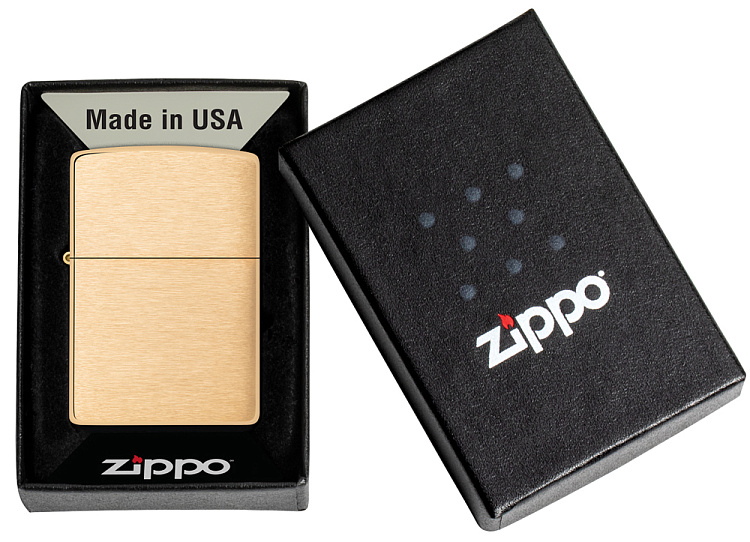 Зажигалка ZIPPO с покрытием Brushed Brass, латунь/сталь, золотистая, матовая, 38x13x57 мм