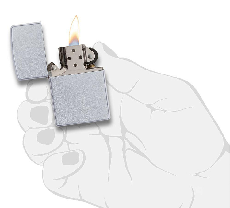 Зажигалка ZIPPO Classic с покрытием Satin Chrome™, латунь/сталь, серебристая, матовая, 38x13x57мм