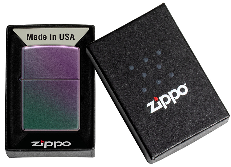 Зажигалка ZIPPO Classic с покрытием Iridescent, латунь/сталь, фиолетовая, матовая, 38x13x57 мм