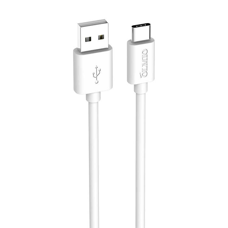 Кабель USB 2.0 - USB type-C, 1м, белый, OLMIO