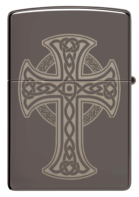 Зажигалка ZIPPO Celtic Cross Design с покрытием Black Ice®, латунь/сталь, черная, 38x13x57 мм