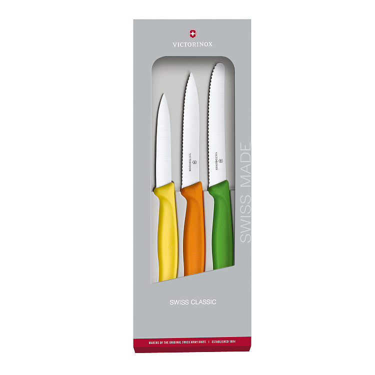 Набор из 3 ножей VICTORINOX Swiss Classic: 2 ножа для овощей 8 и 10 см, столовый нож 11 см