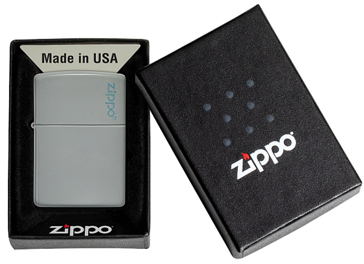 Зажигалка ZIPPO Classic с покрытием Flat Grey, латунь/сталь, серая, глянцевая, 38x13x57 мм