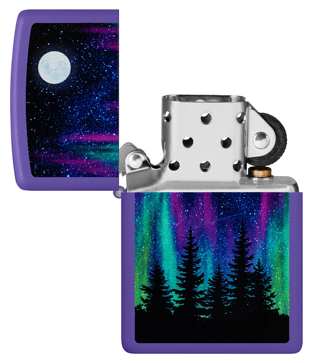 Зажигалка ZIPPO Night In The Forest с покрытием Purple Matte, латунь/сталь, фиолетовая, 38x13x57 мм