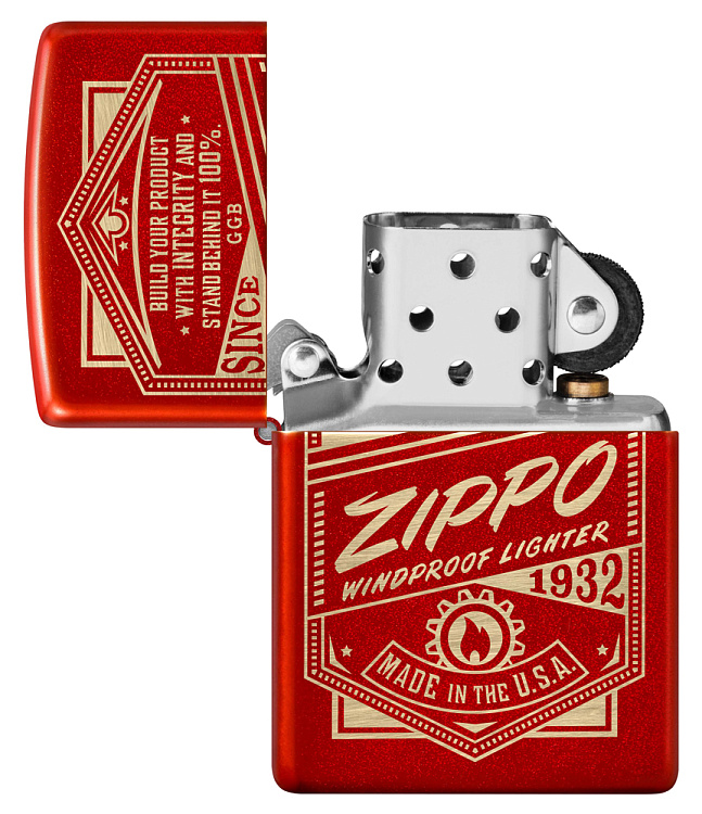 Зажигалка ZIPPO Classic с покрытием Metallic Red, латунь/сталь, красная, 38x13x57 мм