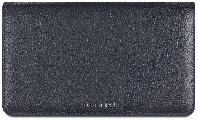 Кошелёк женский BUGATTI Lady Top, тёмно-синий, натуральная воловья кожа, 19,5х2х11,2 см