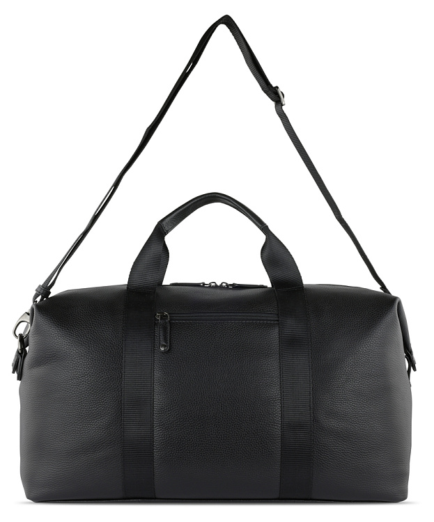 Сумка дорожная BUGATTI Elsa, чёрная, воловья кожа/полиэстер, 47х22х24/30 см