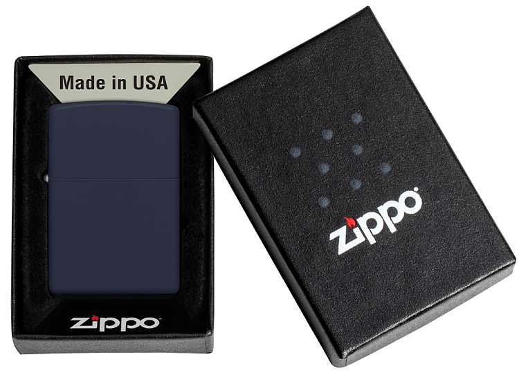 Зажигалка ZIPPO Classic с покрытием Navy Matte, латунь/сталь, синяя, матовая, 38x13x57 мм