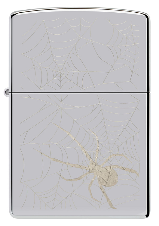 Зажигалка ZIPPO Spider Design с покрытием High Polish Chrome, латунь/сталь, серебристая, 38x13x57 мм