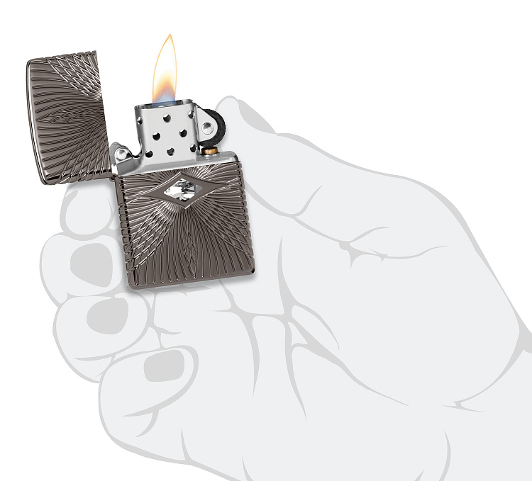 Зажигалка ZIPPO Armor® с покрытием Black Ice®, латунь/сталь, чёрная, 38x13x57 мм