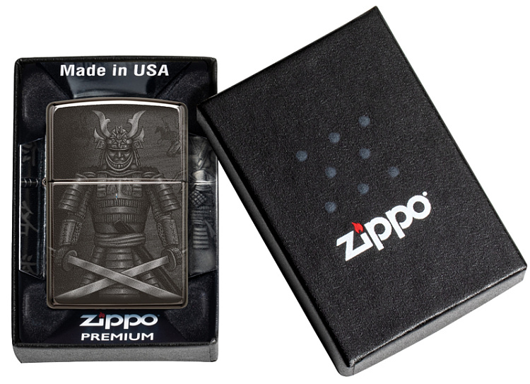 Зажигалка ZIPPO Knight Fight с покрытием High Polish Black, латунь/сталь, чёрная, 38x13x57 мм