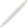 Шариковая ручка Cross Century Classic. Цвет - серебристый с золотистой отделкой.