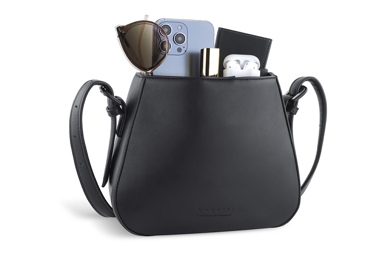 Сумка женская наплечная BUGATTI Luna, черная, полиуретан, 23 x 7,5 x 19,5 см