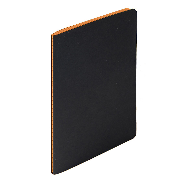 Тетрадь SLIMMY, 140 х 210 мм,  черный с черным, бежевый блок, в клетку