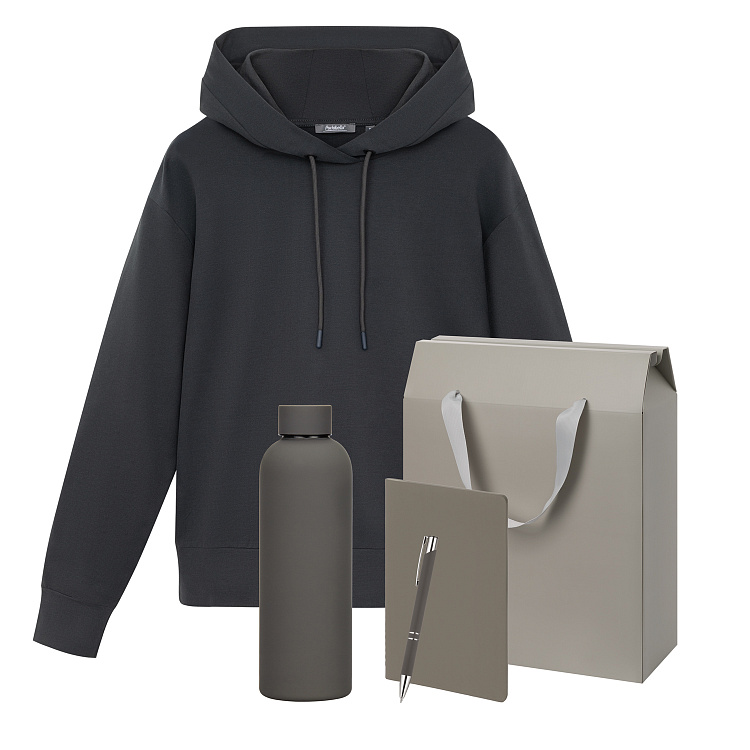 Набор с одеждой ALEX (худи, термобутылка, блокнот, ручка), серый